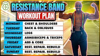 FULL WEEK WORKOUT PLAN AT HOME WITH RESISTANCE BAND  FITBEAST [upl. by Assilla]