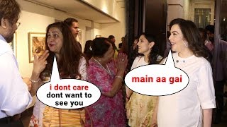 Nita Ambani Ignores Tina Ambani With BAHUs Shloka Mehta And Radhika Merchant An Art Exhibition [upl. by Dalury]