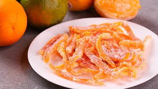 CANDIED ORANGE PEELS  ORANGE PEEL CANDY  HOW TO MAKE CANDIED ORANGE PEELS  NOven [upl. by Pincas]