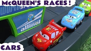 McQueen Toys Racing with Toy Cars [upl. by Esidnac]