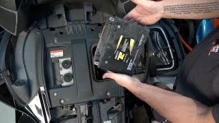 RT CanAm Spyder Changing Battery  201012  Spyder TV [upl. by Enimsaj]