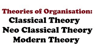 01 What is theory of organisation  Classical theory  Neo classical theory  Modern Theory [upl. by Siddra]