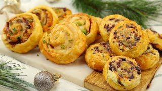 3 Puff Pastry Pinwheel Recipes  Holiday Appetizers [upl. by Neomah]