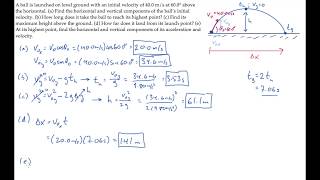 Projectile Motion Level 2 Example 3 [upl. by Ioyal]