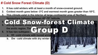 Koppen Scheme  Cold Snow Forest Climate D  UPSC IAS Geography [upl. by Rramaj790]