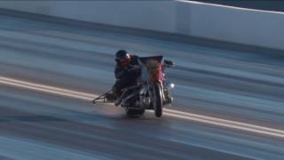 UNBELIEVALBE SAVE in Top Fuel Harley in Las Vegas NHRA [upl. by Aniuqaoj]