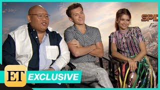 SpiderMan Far From Home Zendaya Tom Holland and Jacob Batalon Full Interview [upl. by Dulcle]