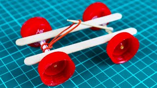 How To Make a Mini Rubber Band Car SIMPLE CAR TOY [upl. by Neffets]