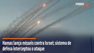 Hamas lança mísseis contra Israel sistema de defesa interceptou o ataque [upl. by Nagorb]