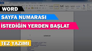 Word Sayfa Numarasını İstediğin Sayfadan Başlatma  Tez Yazımı [upl. by Martguerita]