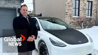 Canadian man sells both Teslas cancels Cybertruck order to boycott Elon Musk [upl. by Yeslaehc376]