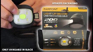 Farpoint USB Rechargeable LED Beanie Winter Hat with Light NOW 200 Lumens [upl. by Afnin459]