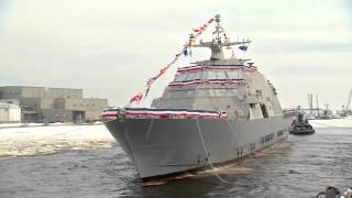 Littoral Combat Ship LCS 11 Sioux City Side Launch [upl. by Backler599]