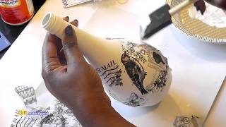 MOD PODGE BOTTLE USING VINTAGE NAPKIN  DECOUPAGE IDEA [upl. by Mattie]