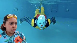 SCARY CLOWN IN OUR SWIMMING POOL [upl. by Pinebrook]