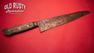 Old Rusty SUJIHIKI knife restoration [upl. by Spiros410]