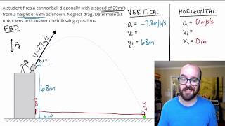 Projectile Motion Problem  Diagonal Launch [upl. by Nela927]