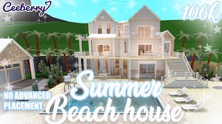 Bloxburg  Summer Beach House  No Advanced Placement 106k  Speed Build [upl. by Ynaitirb696]