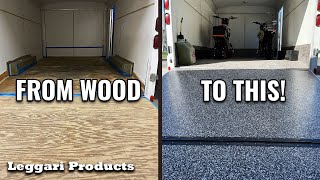 Epoxy Flake Floor Kit Applied Over Wood Floor In A Trailer  Leggari [upl. by Acirat]