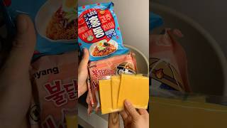 Nongshim spicy noodles mixed with Samyang spicy noodles and cheeseshorts [upl. by Millar]