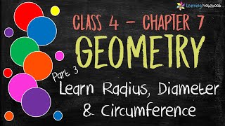 Circle  its Radius Diameter and Circumference  Class 4 Maths Chapter Geometry [upl. by Ynetsed403]