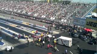 NHRA Accident Crewmember ran over by Top Fuel Dragster [upl. by Gnahk27]