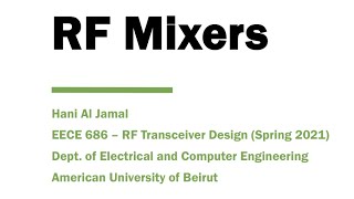 RF Mixers  Radio Frequency Transceiver Design [upl. by Laris]