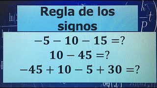 REGLA DE LOS SIGNOS EN SUMA Y RESTA [upl. by Jania]