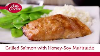 Grilled Salmon with HoneySoy Marinade  Betty Crocker Recipe [upl. by Annohsat6]