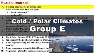 Koppen Scheme  Polar Cold Climate E  UPSC IAS Geography [upl. by Ayit]