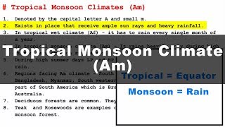 Koppen Scheme  Tropical Monsoon Climate Am  UPSC IAS Geography [upl. by Alesram623]