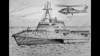 How to Draw a Littoral Combat Ship LCS [upl. by Vidovic]