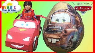 GIANT EGG SURPRISE OPENING Disney Cars Toys with Tow Mater [upl. by Evette339]