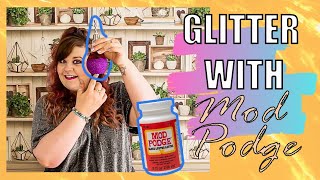 MIXING GLITTER WITH MOD PODGE  How to easily glitter a glass bottle [upl. by Ecyor]