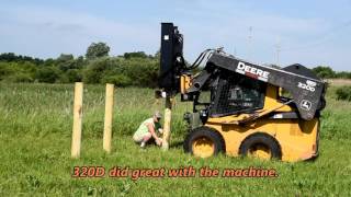 Fastest Skidsteer Fence Post Hammer Driver [upl. by Nareht]