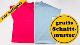 Einfaches TShirt nähen für Anfänger  Schnittmuster kostenlos [upl. by Dorwin]