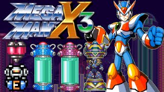 MegaMan X3 All Upgrades Heart amp Sub tanks Gold Armor ZSaber Vile Capsules All ItemsUpgrades [upl. by Anelleh10]